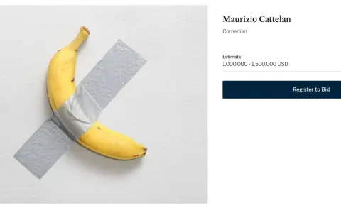 Une banane, œuvre de Maurizio Cattelan, est scotchée au mur. L'art qui fait parler.