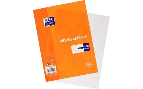 Resmilllería Oxford 4º, tamaño 15,5x21,5 cm, 100 hojas lisas. El tamaño de medio folio es 15,5x21,5 cm.