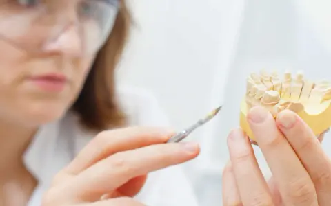 Un odontotecnico cosa fa? Lavora con precisione su un modello di denti, creando protesi e corone perfette.
