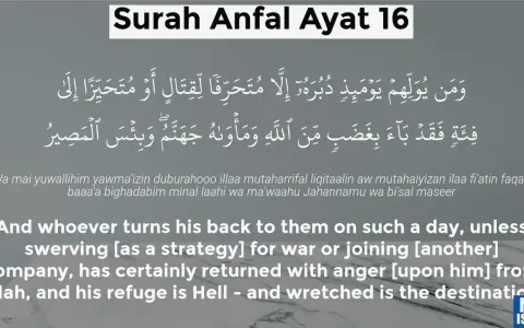 Sure Anfal Ayat 16: Wer sich abwendet, dem zürnt Allah. Seine Zuflucht ist die Hölle.
