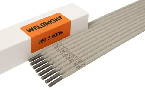 Electrodos E6013 para soldar metales en diversas posiciones. Caja de la marca WELDRIIGHT.