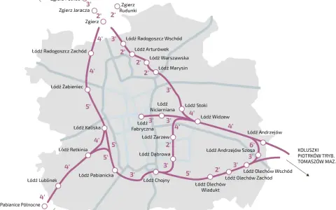 Mapa tramwajowa Łodzi. Zastanawiasz się, jakim tramwajem dojechać? Zobacz linie 2, 3, 4, 5 i 6 łączące różne dzielnice miasta.
