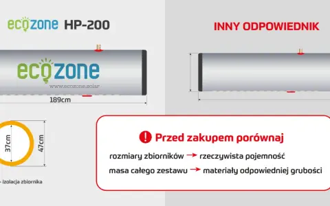 Porównanie zbiornika Ecozone HP-200 (189x47cm) z innym, z uwzględnieniem izolacji. Jak diament Kohinor, wybierz najlepszy!