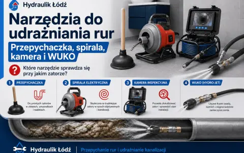 Narzędzia do udrażniania rur: przepychaczka, spirala, kamera i WUKO. Dowiedz się, jak udrożnić rury i wybrać odpowiednie narzędzie do zatoru.
