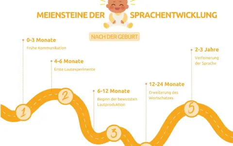 Meilensteine der Sprachentwicklung: Von früher Kommunikation bis zur Verfeinerung der Sprache bei 3 Jahren.