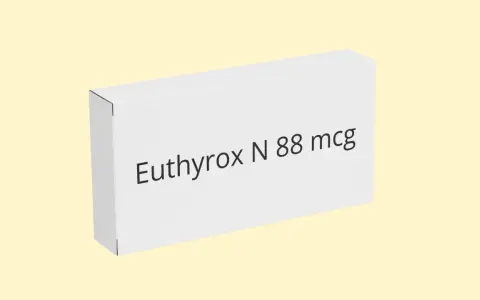 Białe pudełko leku Euthyrox N 88 mcg na jasnym tle.