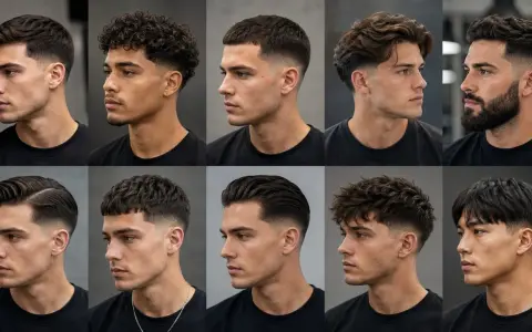 Männer mit verschiedenen modernen taper frisuren: von kurz und clean bis lockig und voluminös.