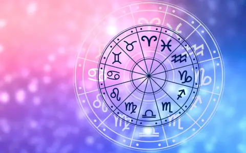 Koło zodiaku z symbolami astrologicznymi, sugerujące szczęśliwe liczby dla bliźniąt i innych znaków.