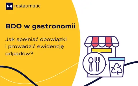 BDO w gastronomii: jak spełniać obowiązki i prowadzić ewidencję odpadów? Ikona restauracji z koszem na śmieci.