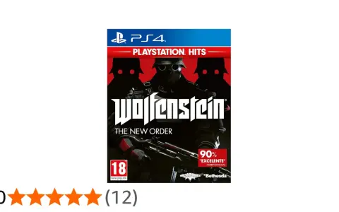 Caja del juego Wolfenstein: The New Order para PS4, con una puntuación de 5 estrellas. ¡Una guía esencial para este título!