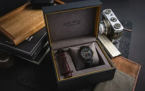Elegancki chronometr co to? Zestaw z limitowanej edycji z zegarkiem, dodatkowym paskiem, aparatem i suwmiarką.