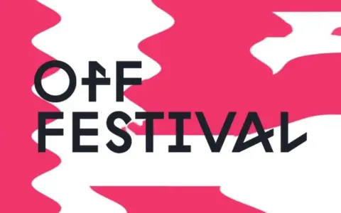 Logo OFF FESTIVAL z falistym, różowym tłem. Czekamy na ogłoszenie lineupu!