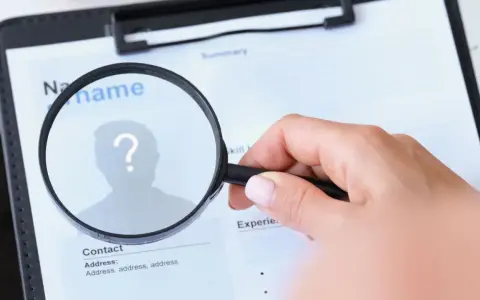 Dłoń z lupą bada CV, szukając idealnego kandydata. Techvisie Deventer w akcji!