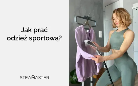 Kobieta używa parownicy do odświeżenia odzieży sportowej. Szybki sposób na utrzymanie świeżości ubrań po treningu.