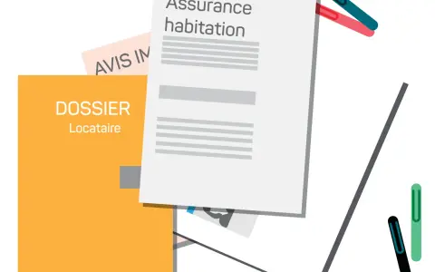 Dossier locataire et document d'assurance habitation, prêts à gérer un sinistre.