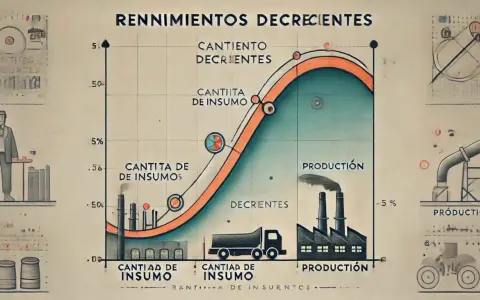 Gráfico ilustra la ley de rendimientos decrecientes: a mayor cantidad de insumo, la producción aumenta, pero a un ritmo menor.
