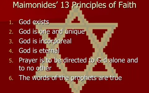 Maimonides' 13 Principles of Faith, a core of what is Judaism, are listed over a pixelated Star of David.