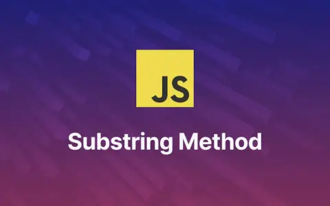 Logo JS i tekst "Substring Method". Pozwala na wycinanie fragmentów tekstu w JavaScript.