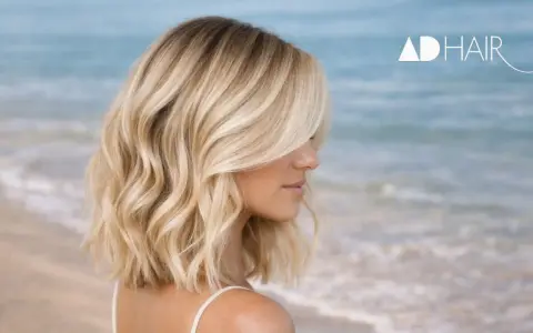 Capelli biondi mossi, perfetti per un look summer cool in riva al mare.