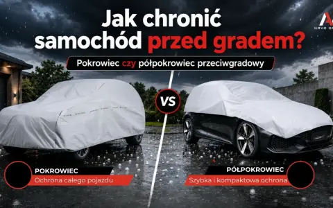 Jak zabezpieczyć auto przed gradem? Porównanie pokrowca i półpokrowca. Oba chronią pojazd, ale na różne sposoby.