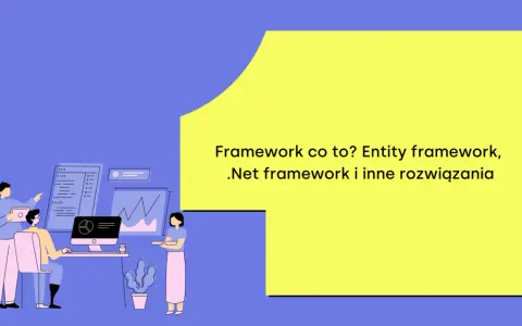 Zespół pracuje nad projektem, omawiając .Net framework i inne rozwiązania.