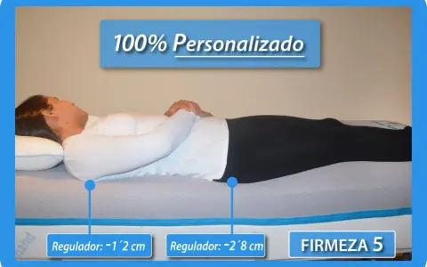 Demostración de como dormir de lado correctamente en un colchón 100% personalizado, con reguladores de firmeza.