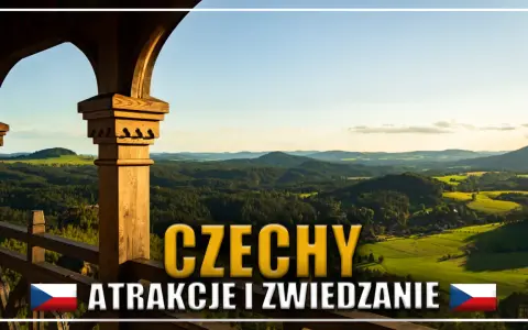 Widok na malownicze góry w Czechach z drewnianej wieży widokowej. Idealne miejsce na zwiedzanie i podziwianie krajobrazów.