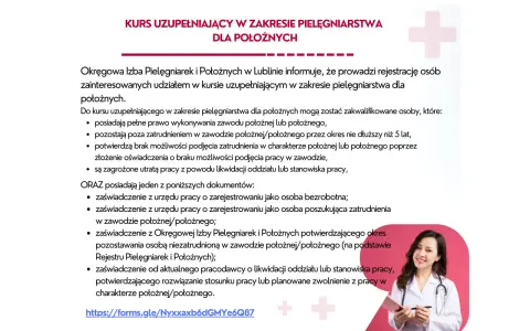 Kurs uzupełniający dla położnych. Okręgowa Izba Pielęgniarek i Położnych w Lublinie zaprasza na kurs.