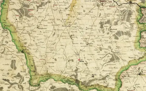 Mapa z XVIII wieku, gdzie jest Podlasie. Widoczne miasta: Drohiczyn, Sokołów, Węgrów, Mordy, Strusy.