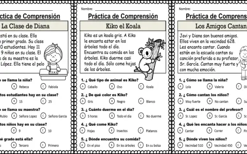 Hojas de árboles, koalas y canciones: tres lecturas cortas para practicar la comprensión.