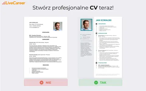Przykładowe CV Jana Kowalskiego, specjalisty ds. sprzedaży z 10-letnim doświadczeniem, z sekcjami Umiejętności, Doświadczenie i Wykształcenie.