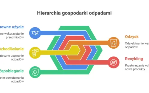 Hierarchia gospodarki odpadami: zapobieganie, ponowne użycie, unieszkodliwianie, odzysk i recykling. Unikaj żużlu odpad.