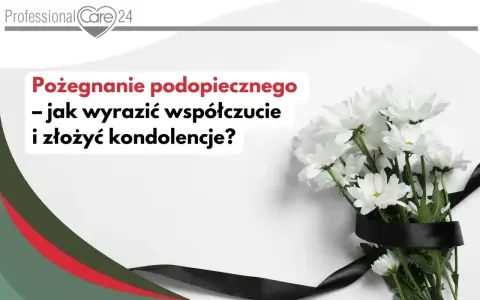 Białe kwiaty z czarną wstęgą. Tekst pyta: "Pożegnanie podopiecznego - jak wyrazić współczucie i złożyć kondolencje?".