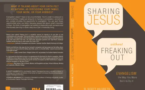 Book cover: "Sharing Jesus without Freaking Out" by Hildreth & McKInion. Explains evangelism as natural conversations.