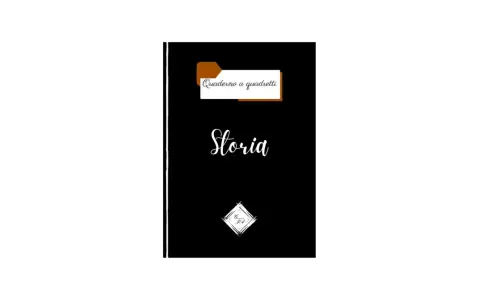Copertina di storia classe quinta, un quaderno a quadretti pronto per appunti e disegni.