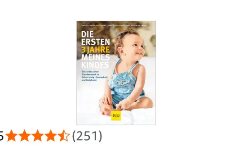 Ein lächelndes Baby in Latzhose auf dem Cover eines Ratgebers zur kind 3 jahre entwicklung.