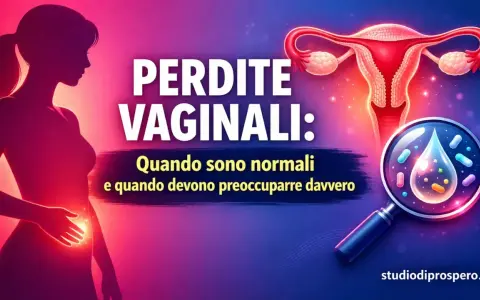 Silhouette femminile con utero e lente d'ingrandimento su perdite vaginali. La leucorrea gravidica è normale, ma a volte preoccupante.