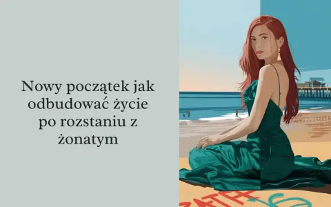 Kobieta w zielonej sukni na plaży, symbolizująca nowy początek po rozstaniu z żonatym.