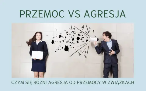 Mężczyzna krzyczy do megafonu, a kobieta leży obok. Czy krzyk to agresja? Obraz ilustruje różnicę między agresją a przemocą.
