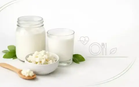 Kefir w słoiku i szklance, ziarna kefirowe na łyżce i w miseczce. Czy kefir jest zdrowy? Tak, to napój pełen probiotyków.