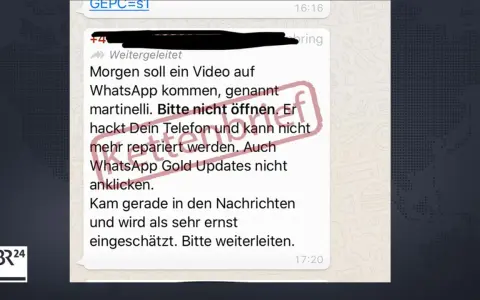 Vorsicht vor dieser **fake sms**! Sie warnt vor einem Video, das angeblich das Handy hackt. Nicht öffnen oder anklicken!