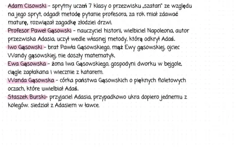 Adam Cisowski, sprytny uczeń z siódmej klasy, zwany "szatanem" za swój spryt. Rozwiązał zagadkę złodziei drzwi.