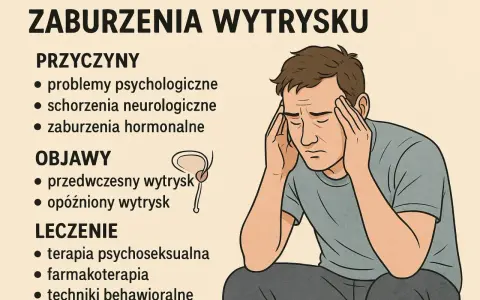 Zaburzenia wytrysku: przyczyny (psychologiczne, neurologiczne, hormonalne), objawy (przedwczesny, opóźniony) i leczenie. Czym grozi brak wytrysku? Terapia i techniki behawioralne.