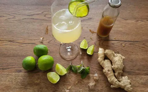 Erfrischender **Gingerbier**-Cocktail mit Limetten, Minze und frischem Ingwer.