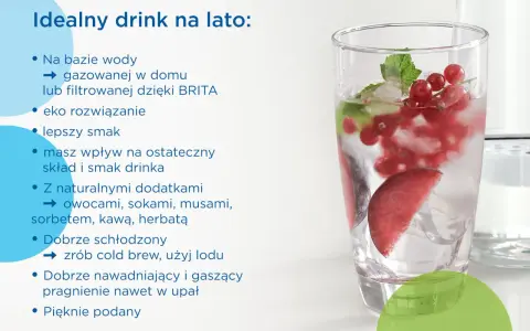 Orzeźwiający drink z wodą gazowaną, lodem, owocami i miętą. Idealny na lato, by ugasić pragnienie.