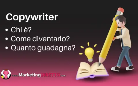 Scopri quanto guadagna un copywriter, chi è e come diventarlo. Un personaggio con una matita gigante scrive su un libro aperto, con una lampadina accesa.