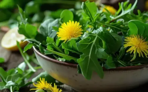 Mniszek lekarski w misce, otoczony liśćmi i cytryną. Jego żółte kwiaty symbolizują słońce i odnowę, a właściwości magiczne od wieków doceniane są w medycynie ludowej.