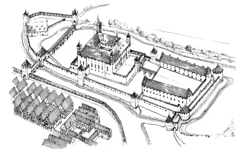 Dawny zamek biskupów warmińskich, otoczony murami i fosą, z przyległym miastem. Lidzbark Warmiński atrakcje historyczne.