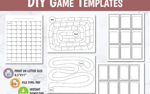 Cartellone gioco dell'oca vuoto con percorsi a spirale e rettangolari, pronto per essere personalizzato.