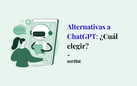 Ilustración de una persona interactuando con un chatbot en una pantalla, explorando aplicaciones parecidas a ChatGPT para elegir la mejor.